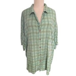 Tommy Bahama Men’s Green Silk Button Down Short Sleeve Dress Shirt XXL